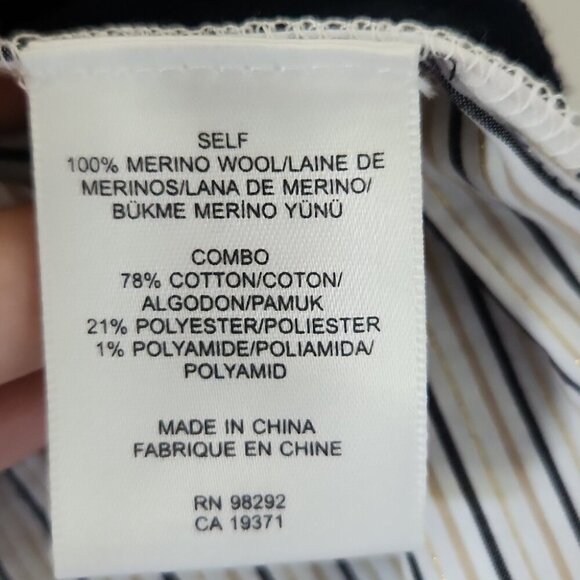 TIBI | Sweater Shirt Wool Cotton Navy Striped Metallic Sz XXS - Picture 5 of 6